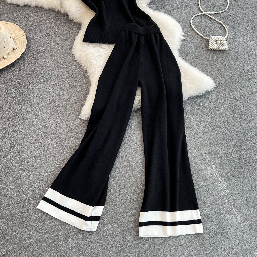 473g Weight Sleeveless Sleeve Length Polyester Fabric Type Pant Co-ord Set Sets Type 2 Pieces Set Quantity Daily Occasion Round Neck Neckline Loose Fit Type Stripe Pattern Summer Season Women's Gender Casual Style Daily Women's Casual Stripe Polyester Pant Co-ord Set Pants Sets 22