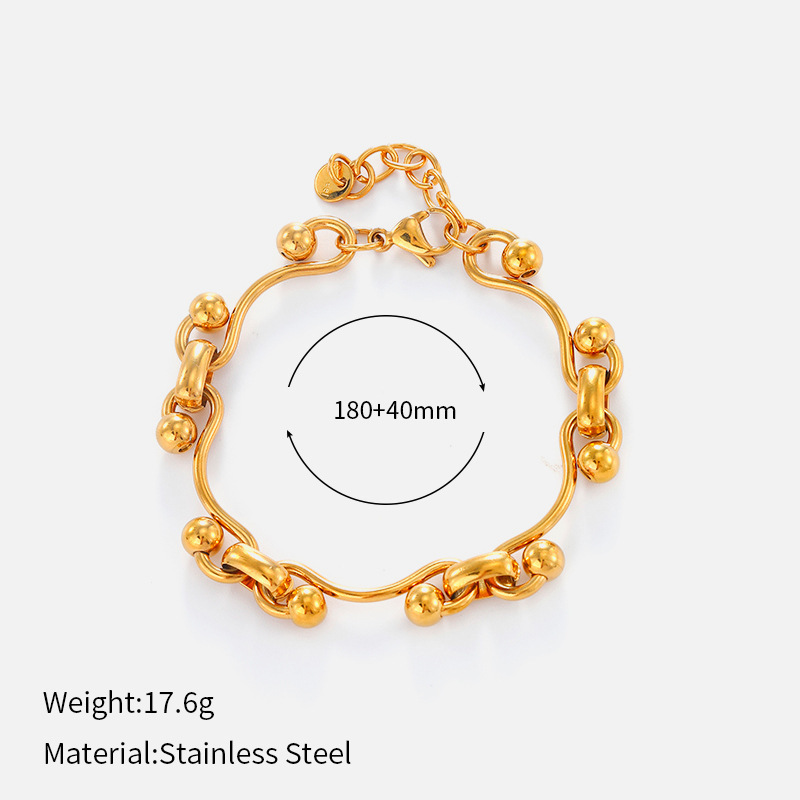 ヨーロッパとアメリカのクロスボーダーシンプルなステンレス鋼の太いブレスレット電気メッキ 18 K ゴールドチェーンブレスレットヒップホップスタイルチタン鋼ブレスレット|undefined