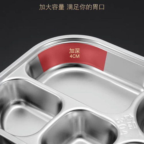 304 stainless steel dinner plate European style deepened grid plate children's dinner plate four grids and five grids baby tableware school wholesale