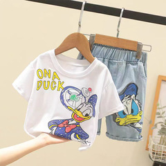 Children's Summer Outfit Set 2024 New Arrival Summer Outfit for Toddlers and Young Children Korean Style Boy Short Sleeve Children's Stylish Two-Piece Set