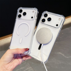 适用iphone17promax亚克力透明磁吸手机壳17Air无线充电16 15外壳