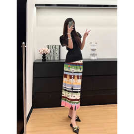 三宅半身裙撞色森系穿搭2026新款中古系列褶皱裙百褶裙夏季