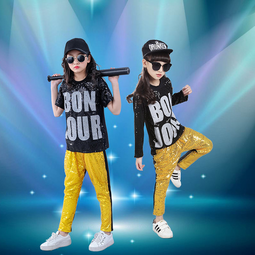 New jazz dance clothing, Korean version of cheerleading performance clothing, hip-hop hip-hop suit, sequined modern dance performance clothing