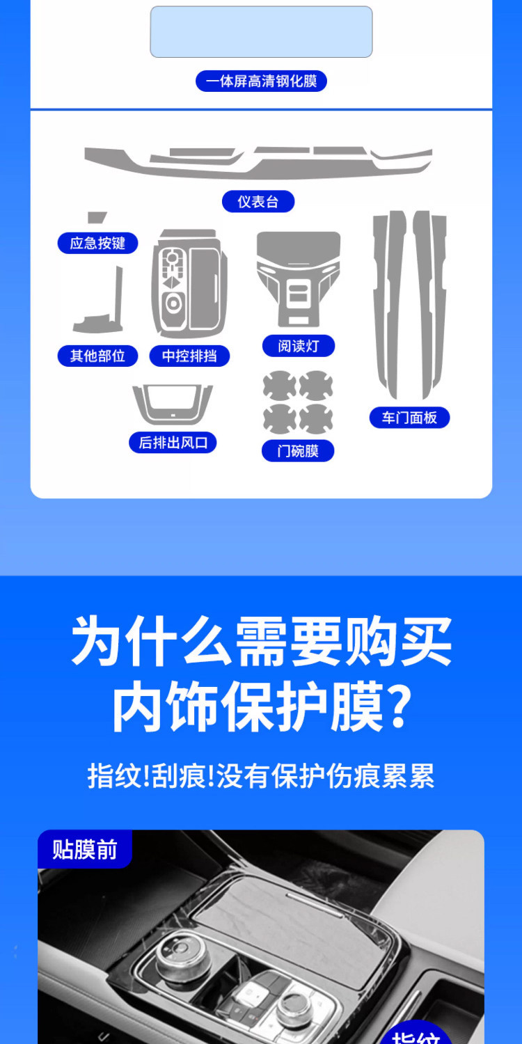 25 types of Jiangling Ford Lingrui interior center console film modification accessories, screen tempered protective film, automotive supplies