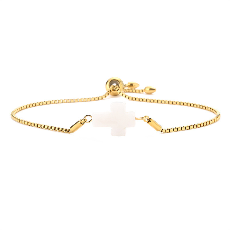 Amazon nueva pulsera natural Cruz estilo minimalista nicho diseño pulsera color-Retención pulsera de cadena de acero inoxidable