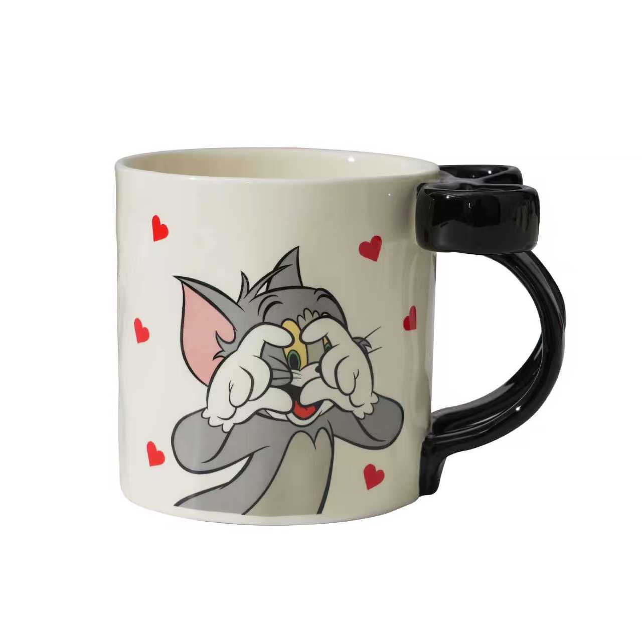 Gato y ratón taza de cerámica regalo de cumpleaños de alto valor para el desayuno taza de leche casera pareja taza de agua regalo de mano