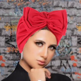 Cross-border New Women's Solid Color Bow Towel Hat Hand-sewn Bow Outgoing All-match Pullover Hat Women's Hat