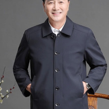 春秋中老年爸爸外套春装男士夹克衫翻领上衣70岁老人爷爷薄款衣服