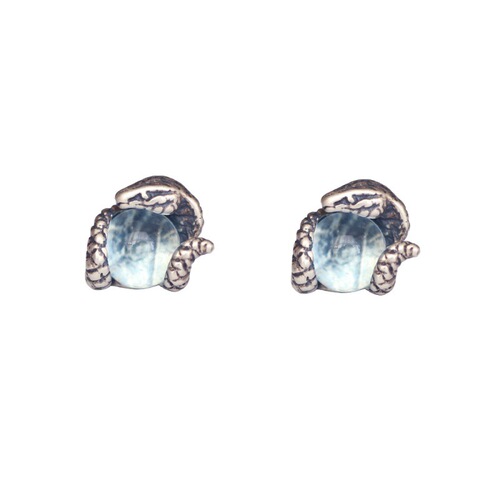 Medusa Eye Pure Silver S925 Small Snake Topaz Men and Women Couple Earrings Simple and Small Cold Style Earrings