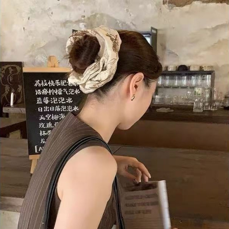 高级咖系印花气质发圈女扎头发饰肠圈头饰高级洋气韩国时尚头绳|undefined