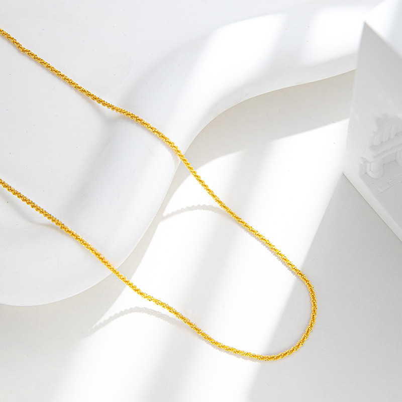 Copper plated genuine gold M button caterpillar Fried Dough Twists necklace women's clavicle element chain DIY versatile_voghion.com