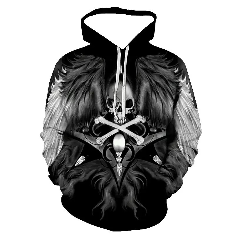 Demon Clown Digital Print And Women's Hooded Pullover Sweatshirt Loose Street Style Men's Clothing_viptrois.com