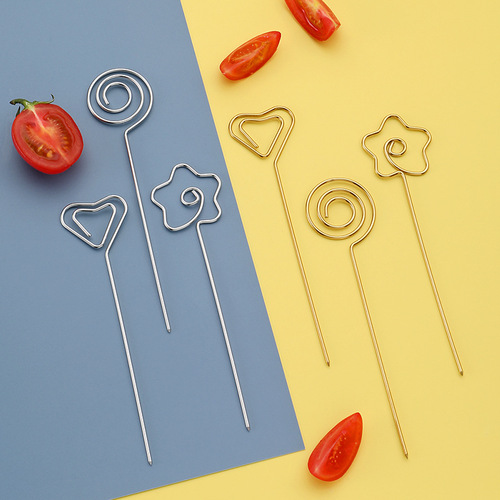Creative 304 stainless steel fruit pick Japanese cocktail decoration signature holder household simple fruit fork