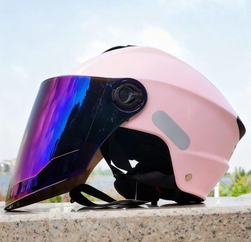 Summer electric vehicle dual-mirror sun protection safety helmet for men and women, 3C anti-UV half helmet, breathable motorcycle riding safety helmet