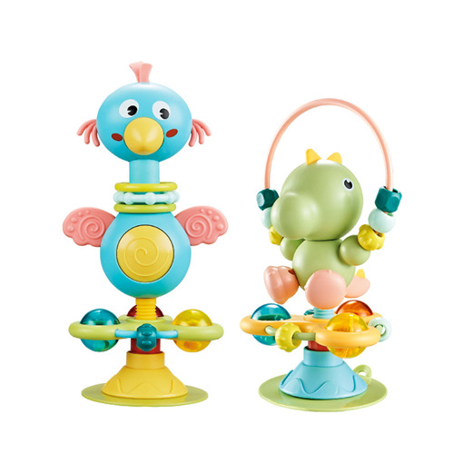 Baby Dining High Chair Suction Cup Toy Feeding Helper, Baby Rattle & Children's Hand-Shake Bell with Spinning Fun—Perfect for 6-12 Month Olds