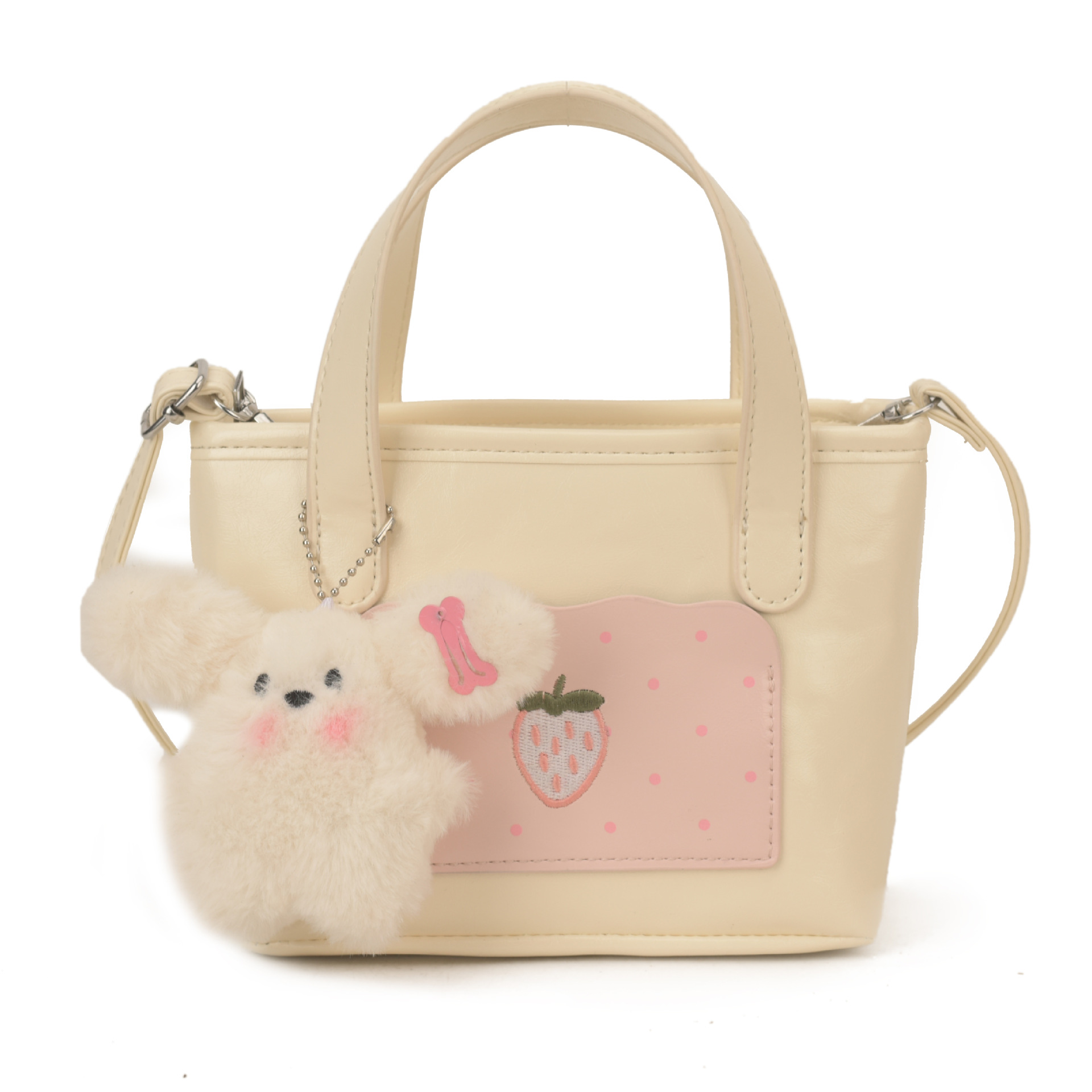 Bonita cesta de fresa pequeña bolsa de dibujos animados perros colgantes bolsas de hombro para hombres y mujeres nuevos accesorios para niños bolsas de moda coreana