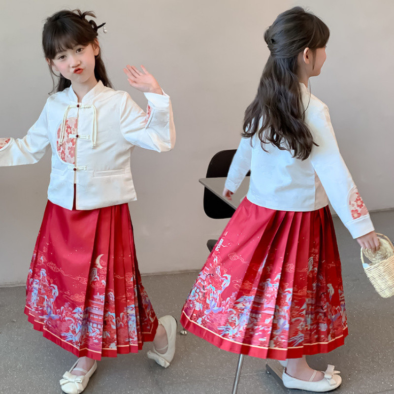Zhili children's clothing girls' Hanfu Tang suit dress 2024 spring and autumn new style children's Chinese improved style