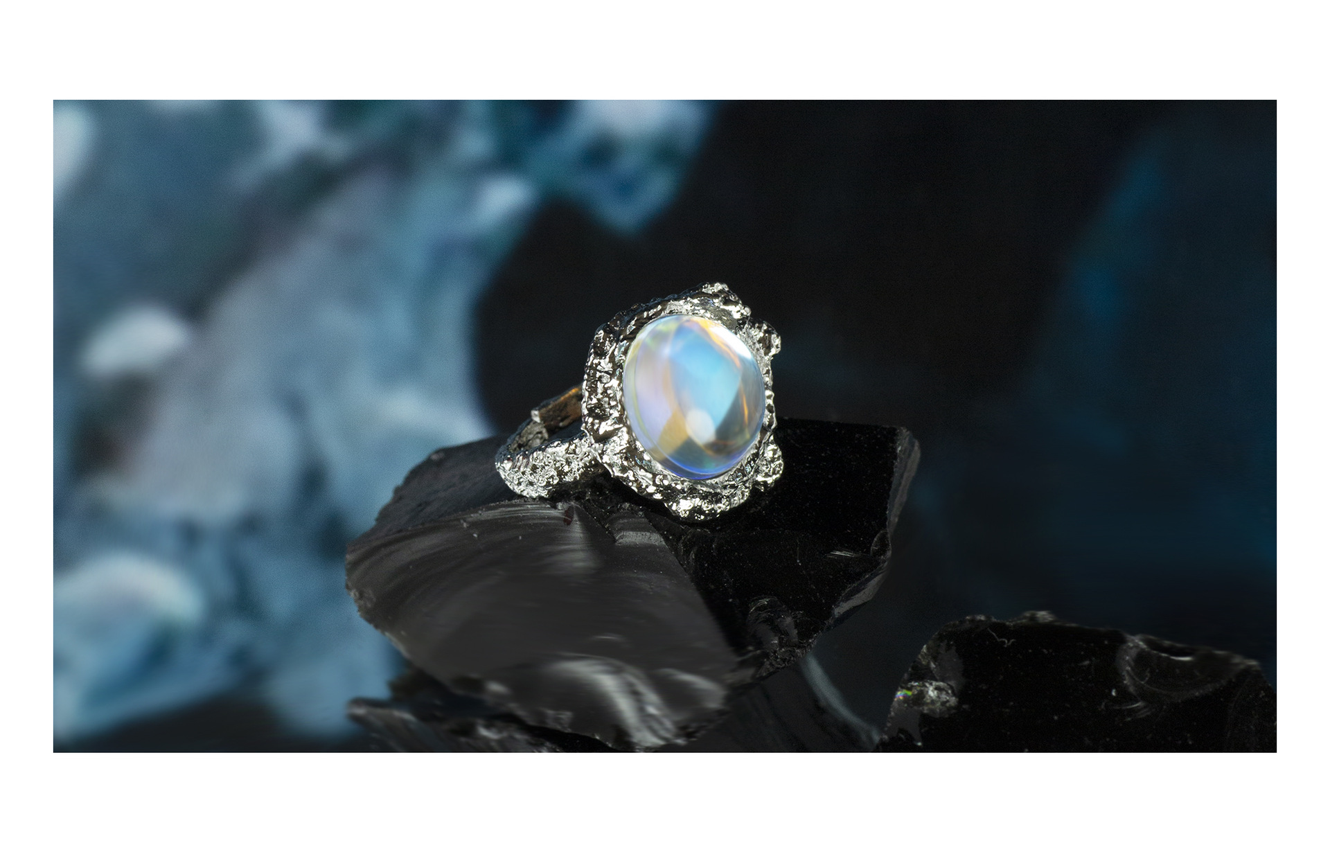 Fashion Geometric Copper Plating Moonstone Open Ring