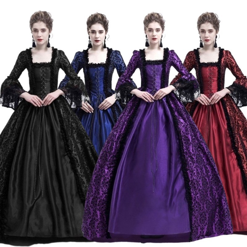 S-5xl más tamaño vestido de corte de alta gama encaje costura gran swing vestido retro medieval renacimiento vestido