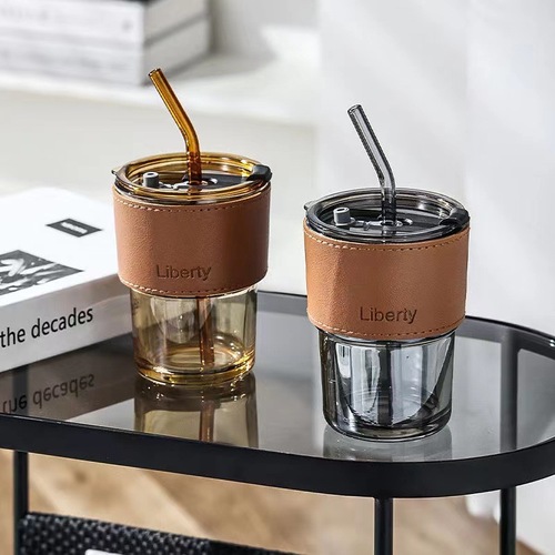 Creative and Stylish High-End Portable Bamboo-Node Cup with Lid and Straw - Glass Water Cup with Instagram Style - Popular Cup