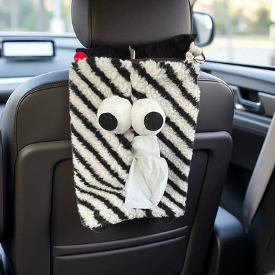 Car tissue box/set — seat back hanging tissue box - funny-little-monster-tissue-box-black-and-white