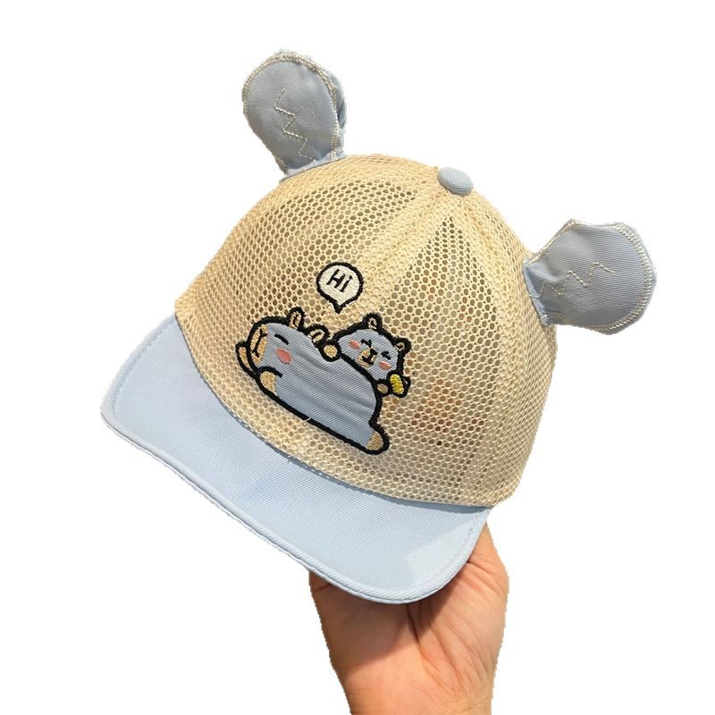 Sombrero de bebé verano delgado transpirable lengua de pato sombrero de red para hombres y mujeres bebé pequeño mes de edad de viaje sombra protector solar gorra de béisbol