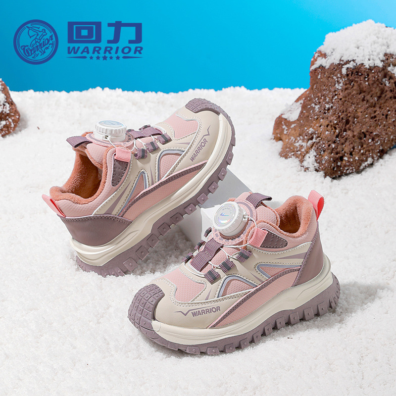 Botón de retroalimentación, zapatos deportivos de cuero para niños, zapatos de algodón caliente, zapatos de invierno fáciles de desprender