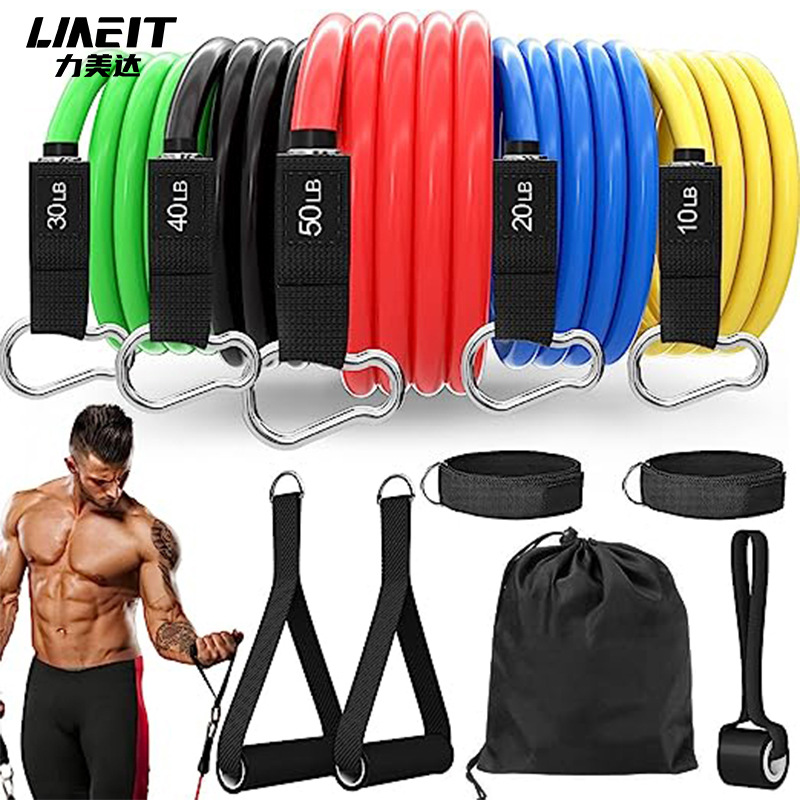 Cross-border dedicado 11 piezas de entrenamiento integral cuerda de tracción 150 libras deportes fitness pecho expansor tire cinturón