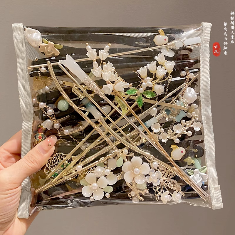 Nueva horquilla de borla de flores de estilo chino, sensación de alto nivel, horquilla de cheongsam de nicho, cabello femenino, horquilla de madera, accesorios para el cabello de estilo antiguo