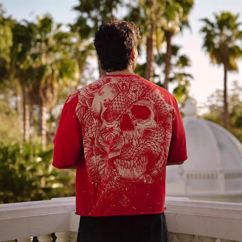 Youngla American New Men's Oversized T-Shirt Jogger Gym Sports Loose Cotton Casual Short Sleeves