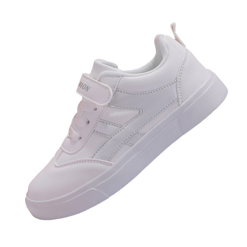 Children's Shoes Children's White Shoes Boys White sneaker Casual Autumn and Winter Leather Warm Middle and Large Children's Girls' Shoes