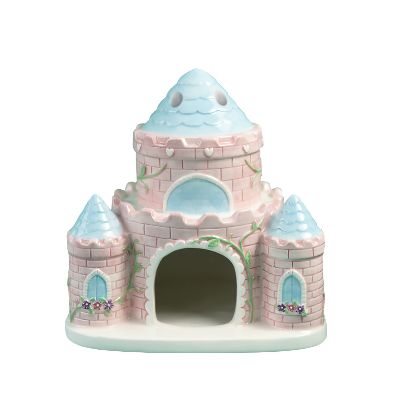 Castelo de hongos hámster mágico de cerámica cuenca de barril de agua hervidor de agua soporte de oso de oro escudo de la casa paisajismo personalizado