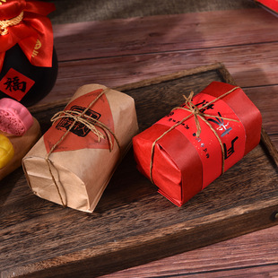 Pastry Packaging Bag Kraft Paper Bag Biscuit Wedding Candy Mid-Autumn Festival Old-Fashioned Tube Mooncake Gift Bag Gift Box Empty Tote Bag