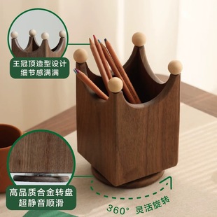 Creative Cute Simple Walnut Pen Holder Office Student Desktop Storage Pen Holder Storage Wooden Box Desk Decoration