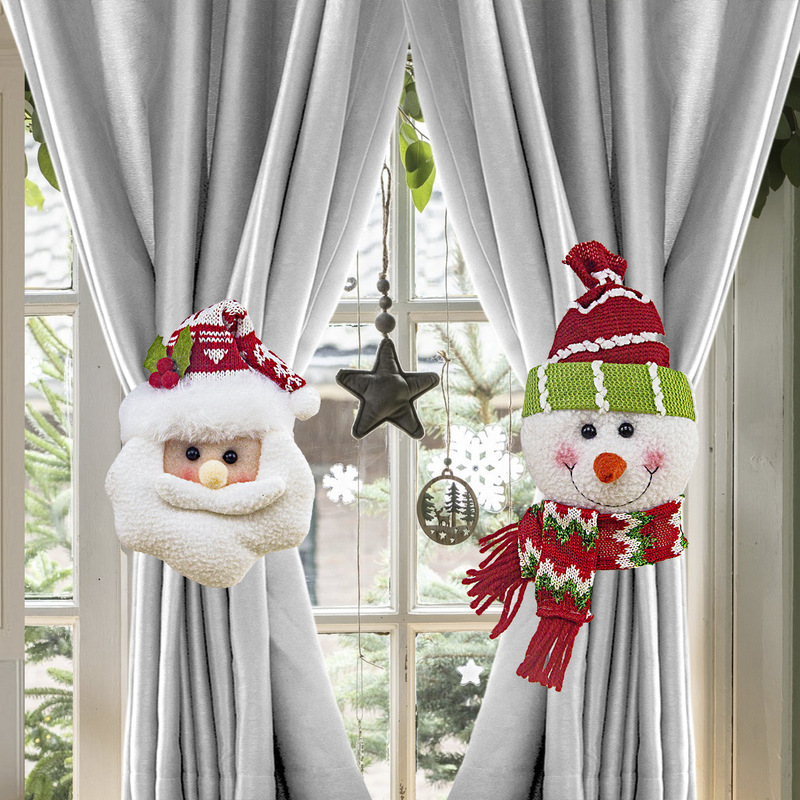 Christmas Curtain Buckle Santa Claus Snowman Ornaments Curtain Tie Decoration