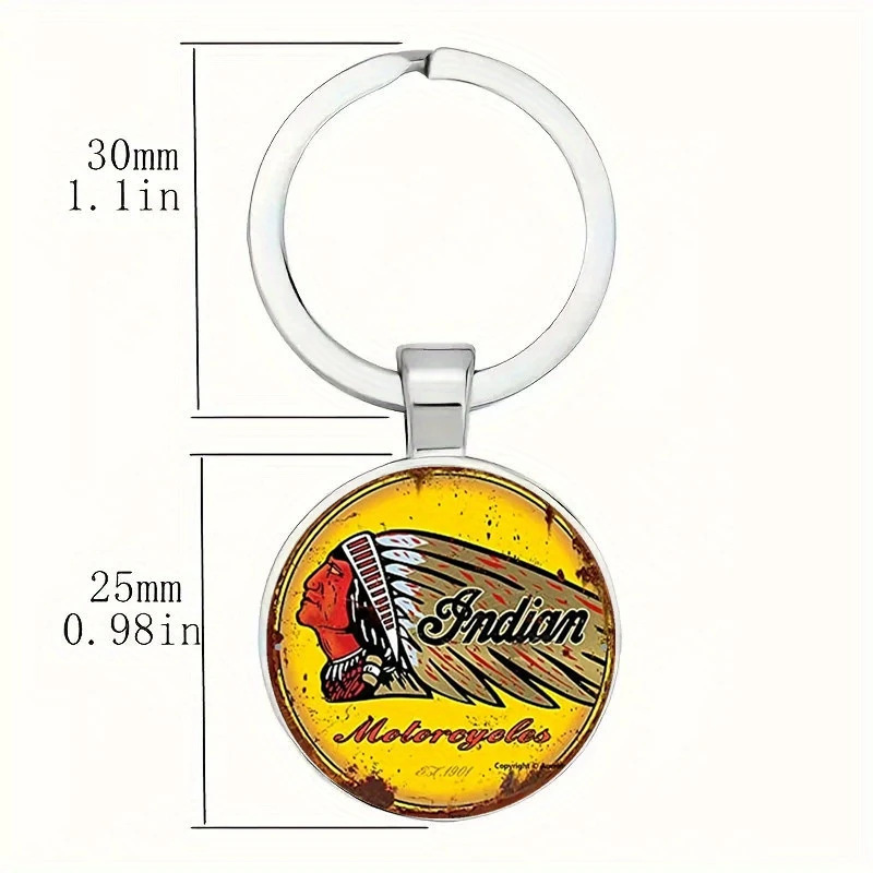 1Pcs Indian Motorcycle Retro Emblem Key Ring, Zinc Alloy Fashion Accessories, for Friends, Classmates