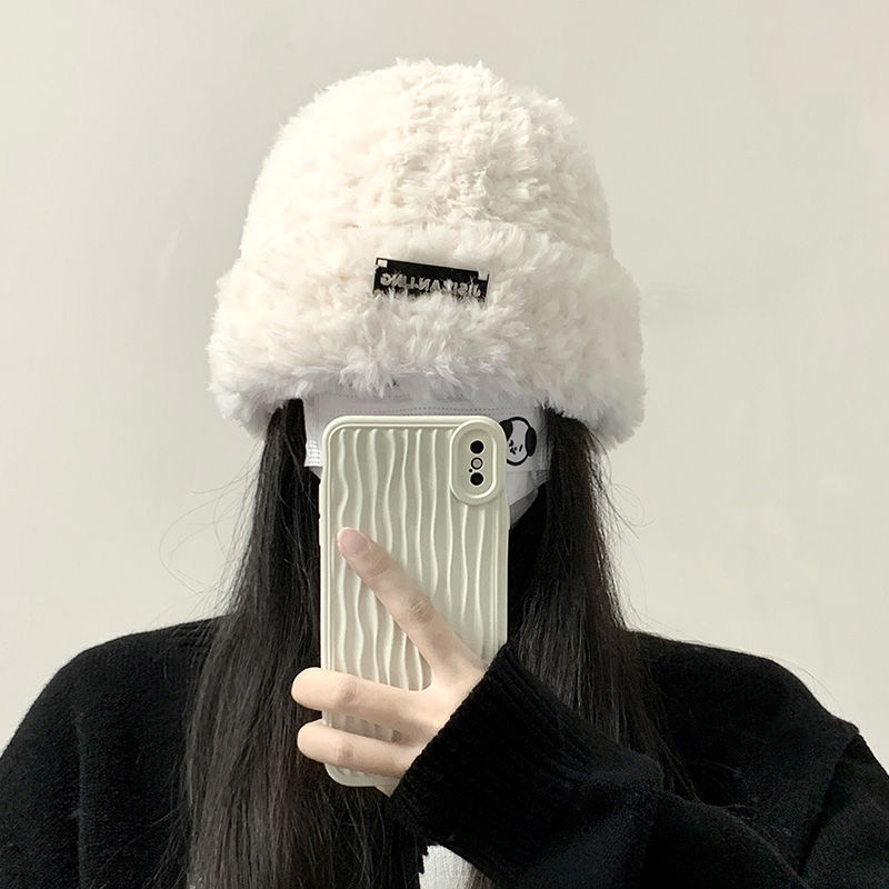 毛线帽女款秋冬季套头包头冷帽毛绒冷帽大头围显脸小保暖针织帽子|undefined