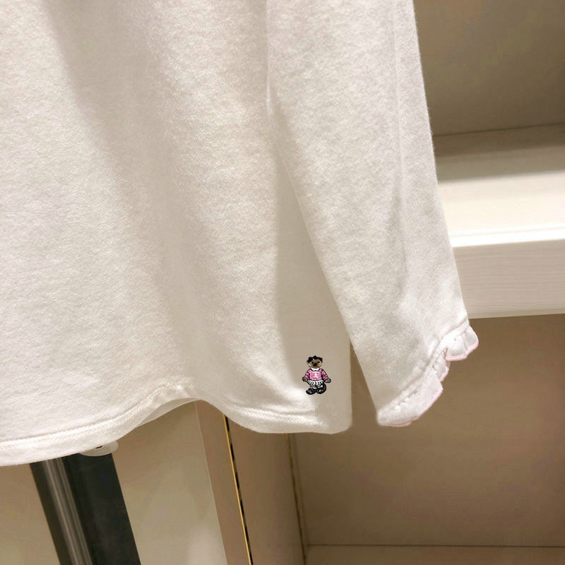 春秋新款女童长袖t恤小熊刺绣花边领长袖棉t恤中大童儿童长袖上衣|undefined