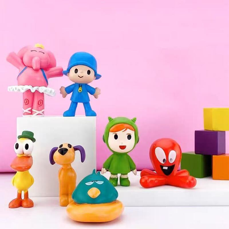 Little P Youyou 7 and 5 Figures Pocoyo Barto Duck Puppy Lula Ellie Elephant Model Cake Stand
