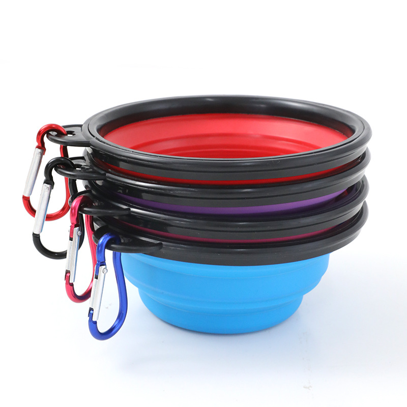 Tazón para mascotas en stock al por mayor de cuero Taobao plegable al aire libre plegable imitación silicona perro tazón portátil perro tazón para salir