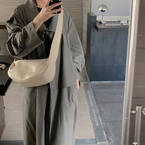 European and American minimalist soft leather pleated bag large capacity lazy crossbody dumpling cloud armpit bag 2024 new shoulder bag