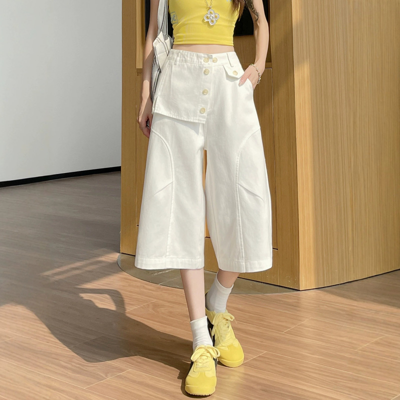 2026 Summer New Style Women's Retro Versatile Cropped Wide-Leg Pants with Unique Design Workwear Casual Pants A12090 2026 Summer New Style Women's Retro Versatile Cropped Wide-Leg Pants with Unique Design Workwear Casual Pants A12090
