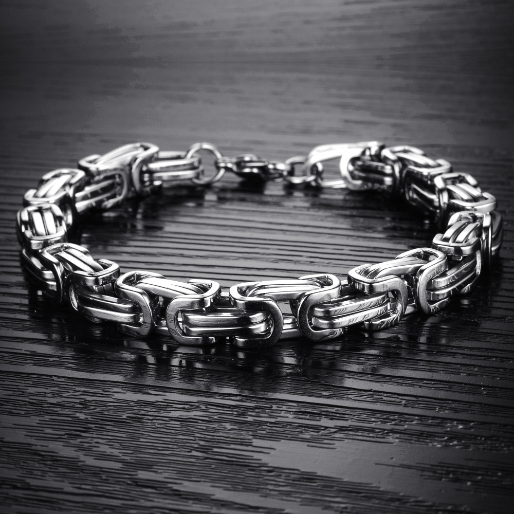 Retro Punk Color Block Titanium Steel Plating Men's Bracelets Necklace Men Necklace Sets display picture 11