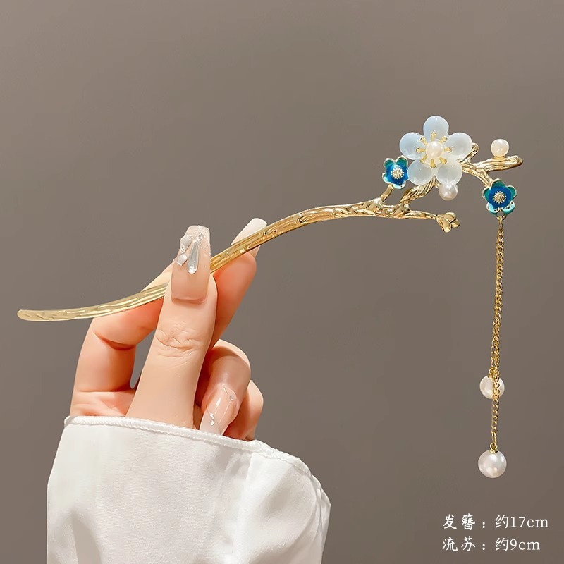 中国风韵味！国风桃木花朵发簪！新中式高级感盘发钗子气质发饰|undefined