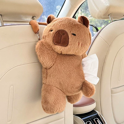 tissue box, cartoon plush bear | Car tissue box/set - ly-capybara-tissue-box-side-profile