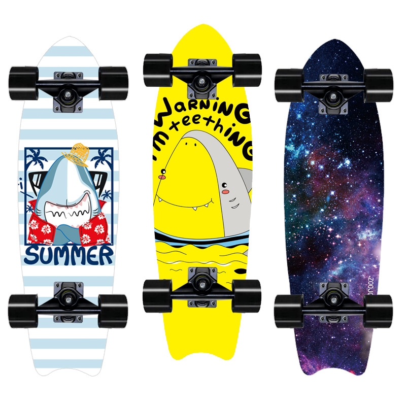 On the new picture, the new Maple Big Fish board single-turn-up skateboard walking board land surfboard fishtail Street brushing board four-wheel generation board