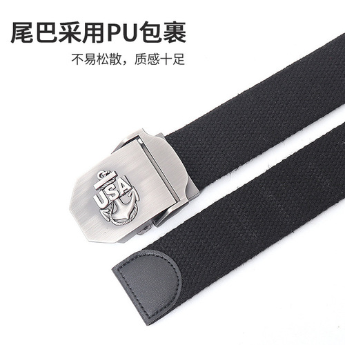Thickened Canvas Men's Belt Weave Outdoor Denim Casual Pants Belt Training Classic Alloy Female Wholesale