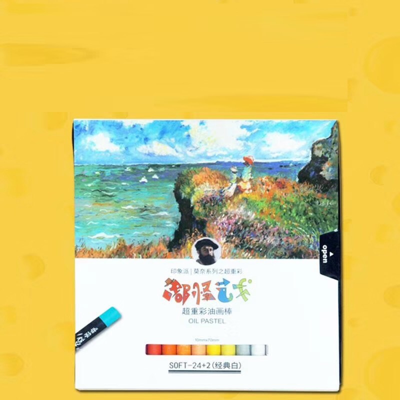 嘟怪24色重彩油画棒24色油画棒儿童油画棒绘画学生用蜡笔24+2|ms