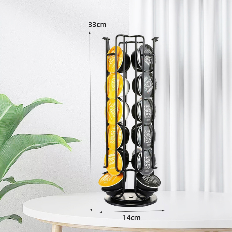 Soporte giratorio para cápsulas de café Dolce Gusto, 24 piezas, diseño elegante de metal cromado