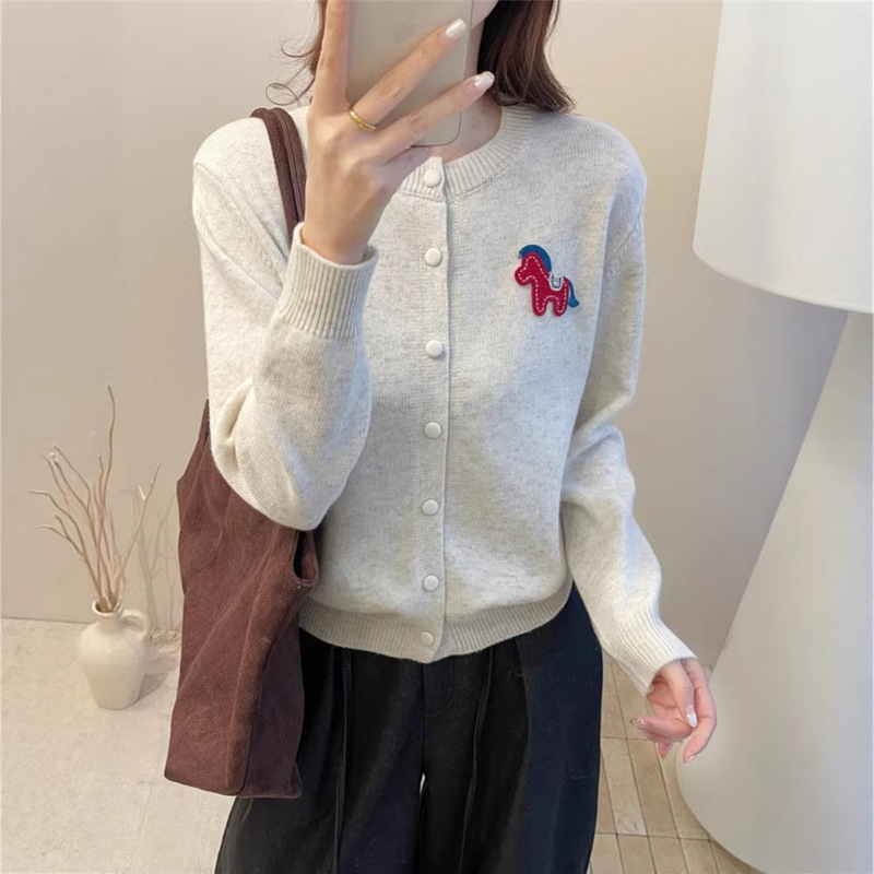 Casual Style New Sweater Cartoon Pony Women's Sweater 2026 Christmas Style Round Neck Lazy Knitted Cardigan Casual Style New Sweater Cartoon Pony Women's Sweater 2026 Christmas Style Round Neck Lazy Knitted Cardigan